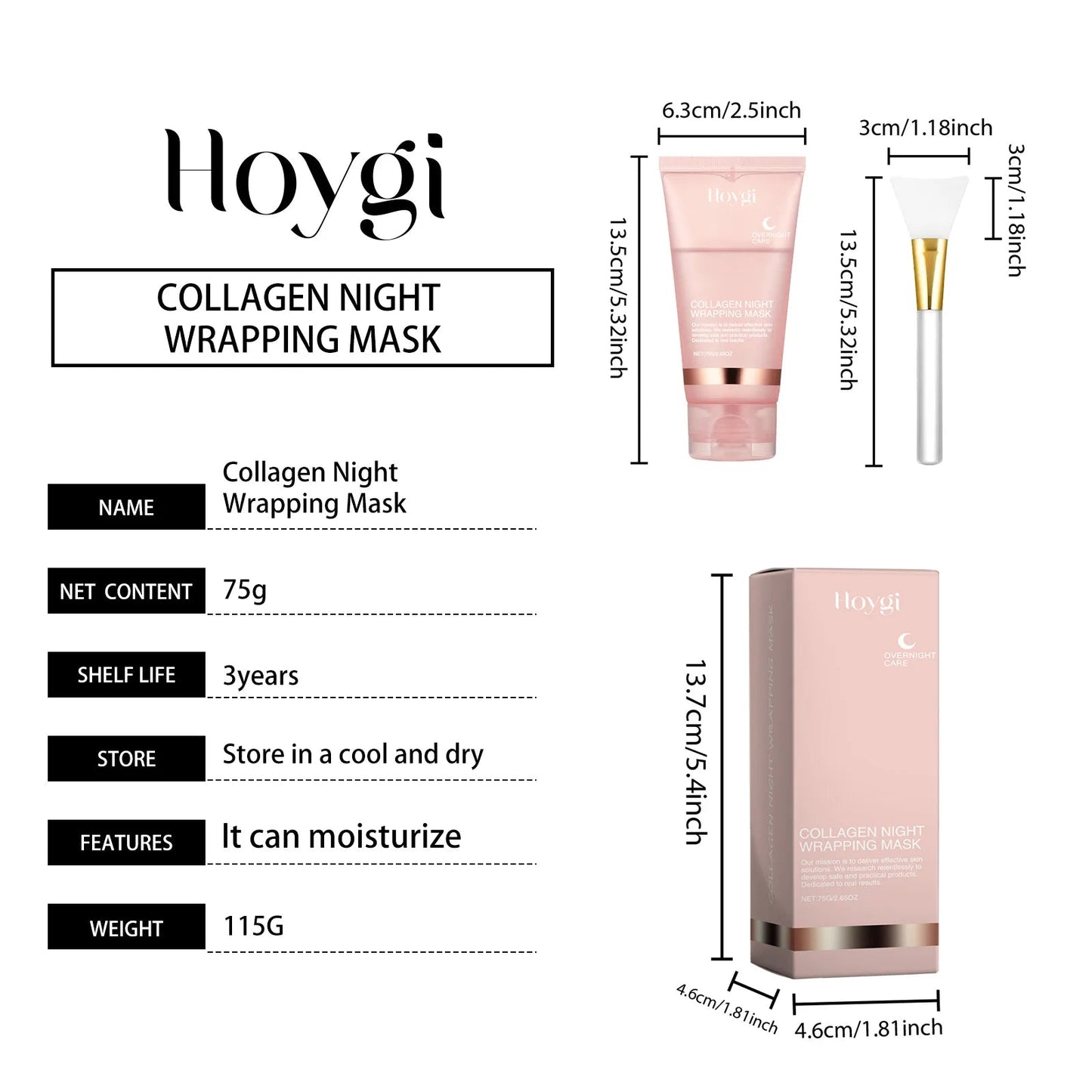 Collagen Peel-off Mask Deep Hydrating Fade Fine Lines Firming Shrink Pores Brightening Overnight Wrapping Mask Face Skin Care liteogstort.no