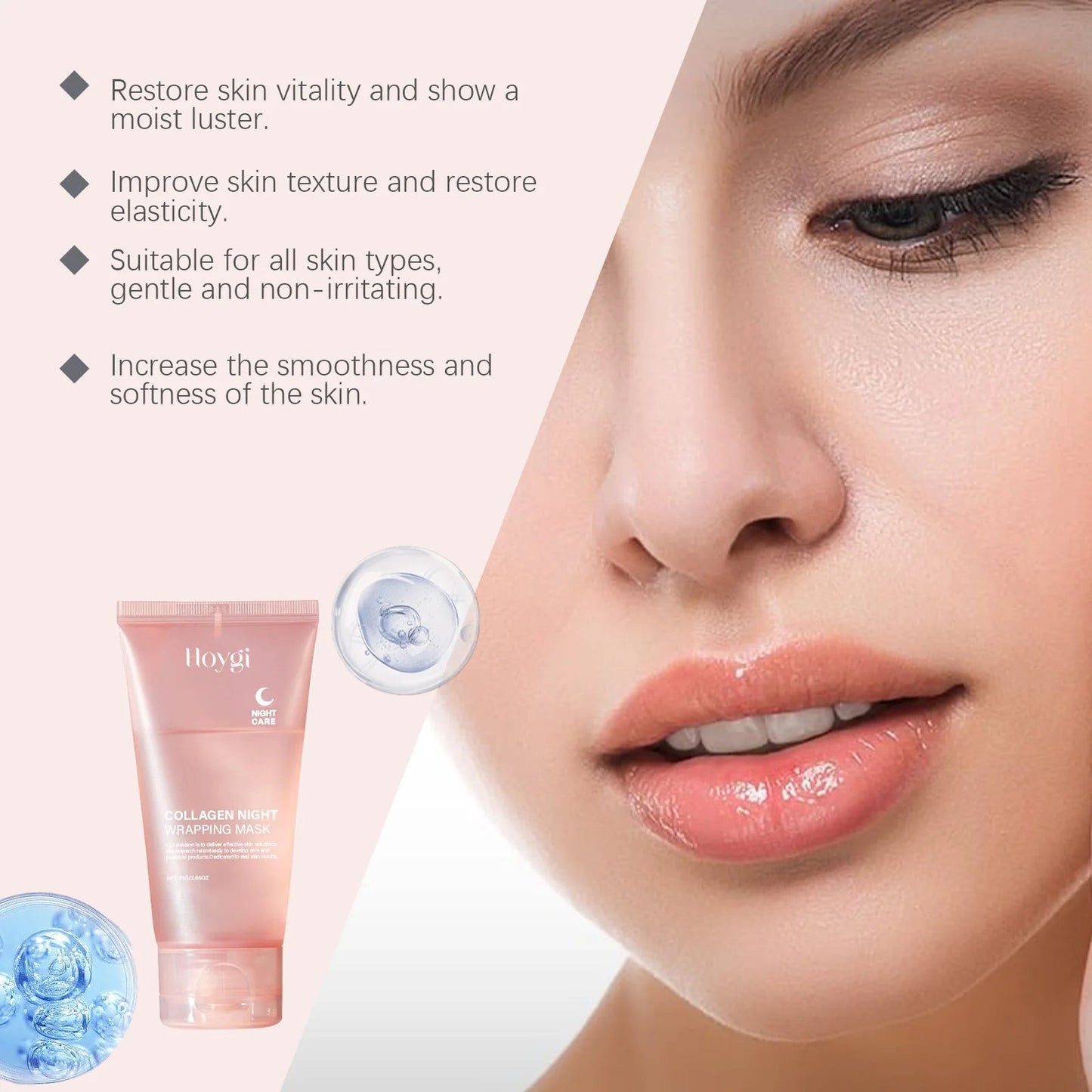 Collagen Peel-off Mask Deep Hydrating Fade Fine Lines Firming Shrink Pores Brightening Overnight Wrapping Mask Face Skin Care liteogstort.no