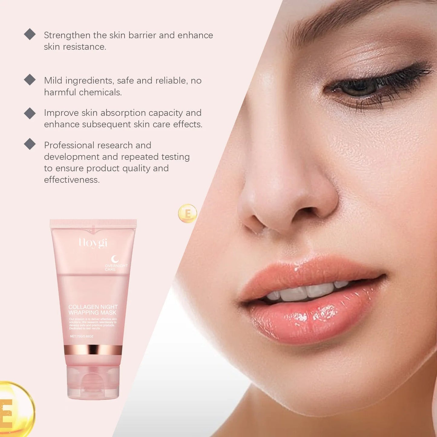 Collagen Peel-off Mask Deep Hydrating Fade Fine Lines Firming Shrink Pores Brightening Overnight Wrapping Mask Face Skin Care liteogstort.no