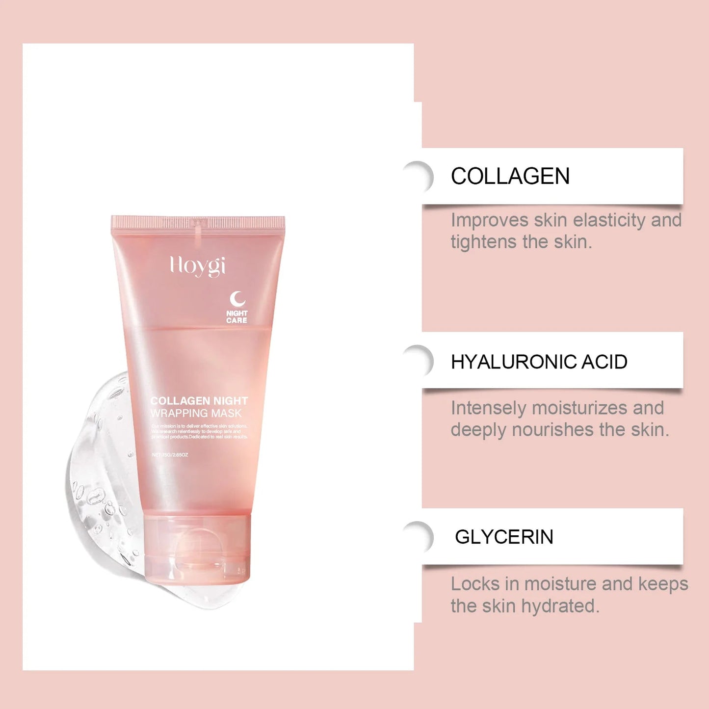 Collagen Peel-off Mask Deep Hydrating Fade Fine Lines Firming Shrink Pores Brightening Overnight Wrapping Mask Face Skin Care liteogstort.no