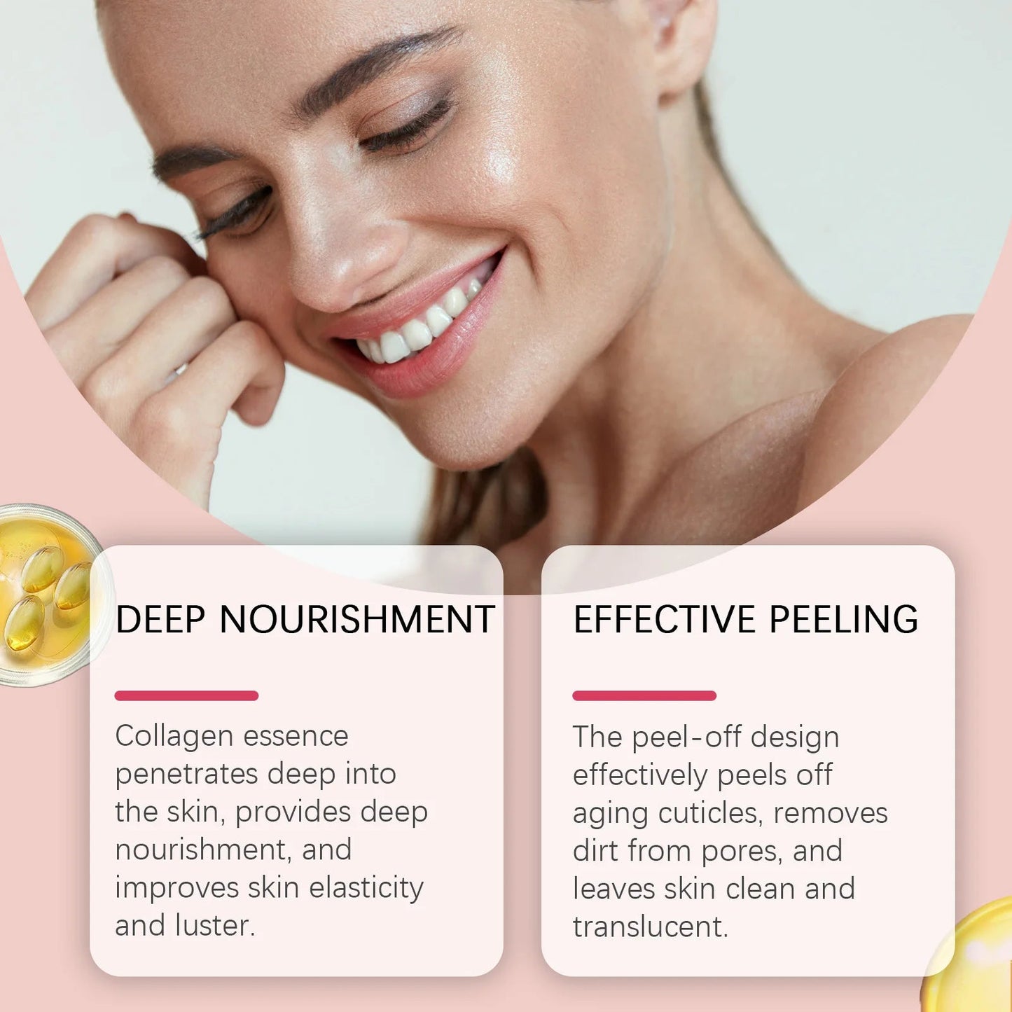 Collagen Peel-off Mask Deep Hydrating Fade Fine Lines Firming Shrink Pores Brightening Overnight Wrapping Mask Face Skin Care liteogstort.no