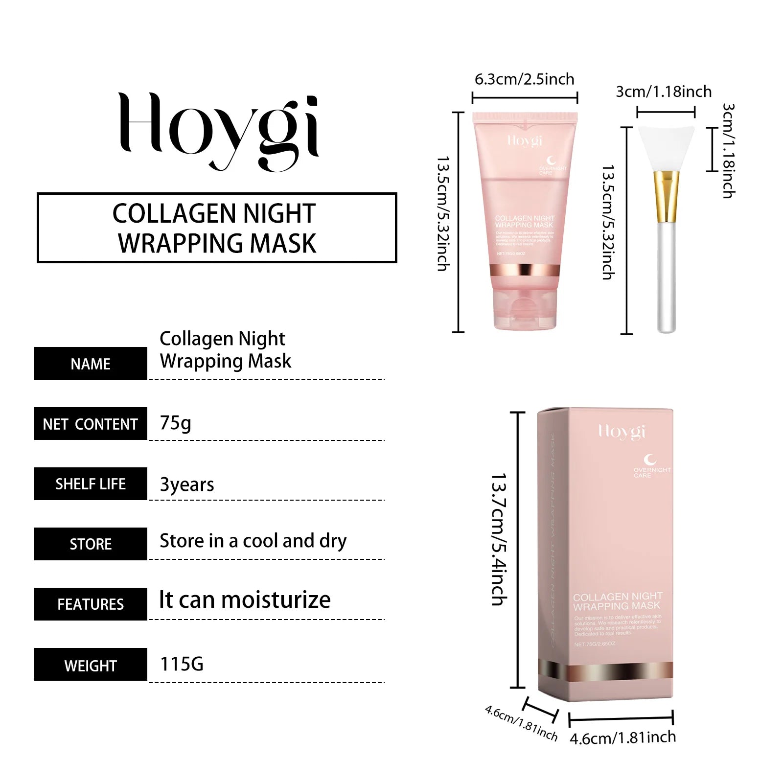 Collagen Peel-off Mask Deep Hydrating Fade Fine Lines Firming Shrink Pores Brightening Overnight Wrapping Mask Face Skin Care liteogstort.no