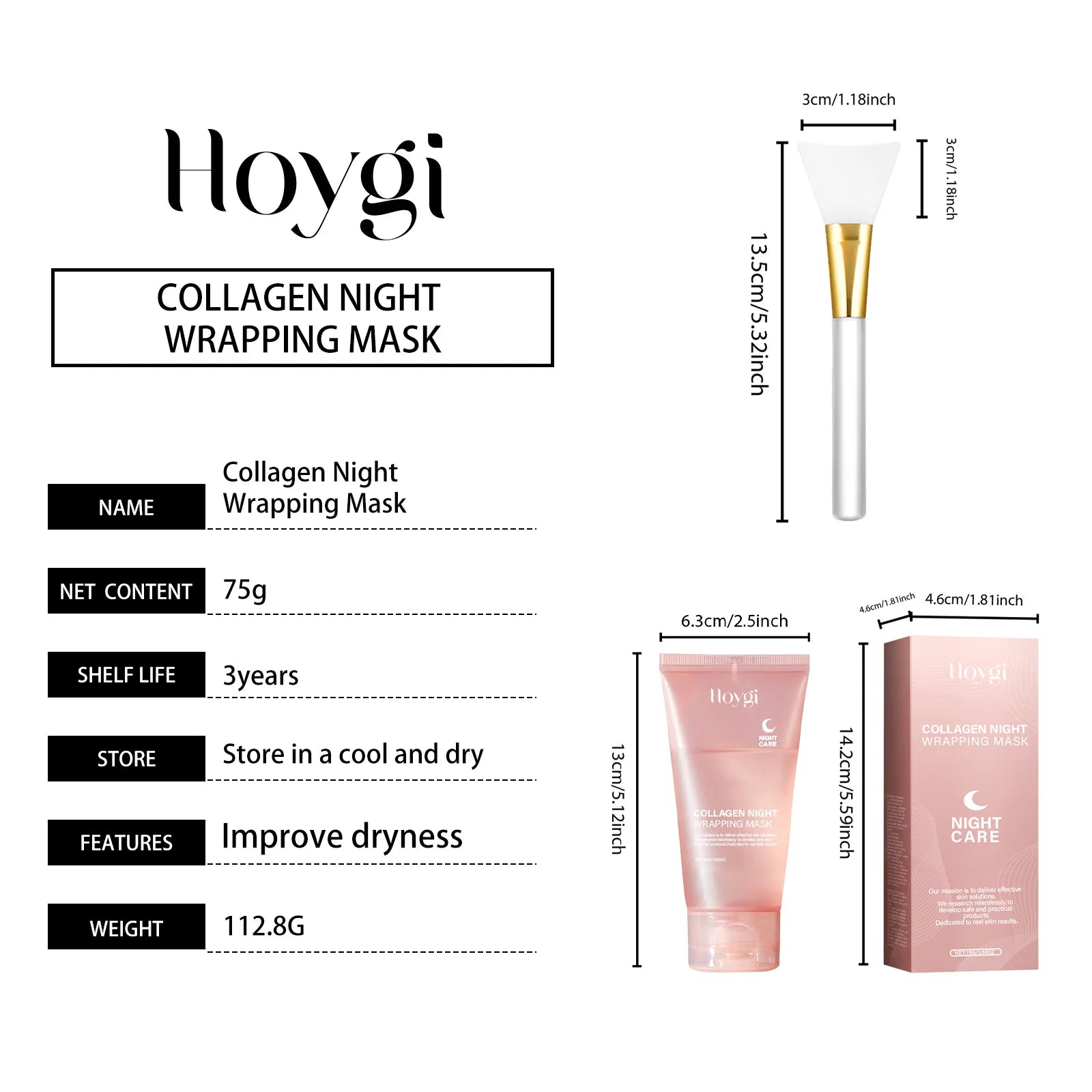 Collagen Peel-off Mask Deep Hydrating Fade Fine Lines Firming Shrink Pores Brightening Overnight Wrapping Mask Face Skin Care liteogstort.no
