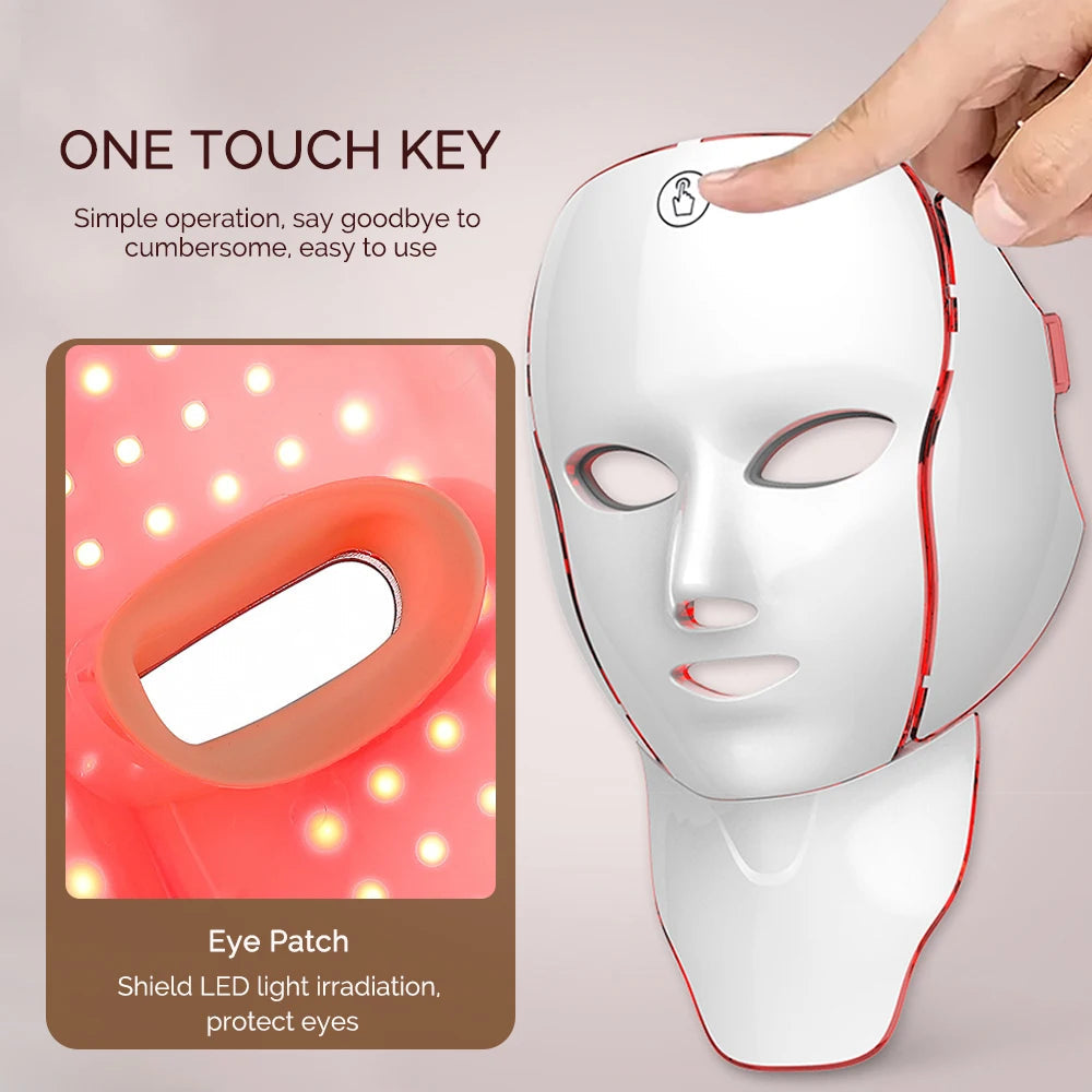 Face Neck Beauty Mask 7 Colors Light LED Mask Photon Red Light Facial Skin Care Repair Skin Anti Aging Wrinkle Skin Tightening liteogstort.no